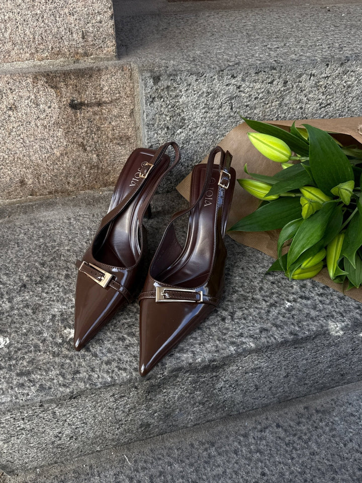 Kamille Buckle Slingback - Dark Brown