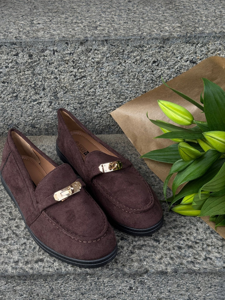 Lianna Buckle Loafers - Chocolate Brown