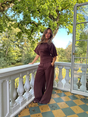 Riley Barrel Leg Sweatpants - Dark Brown