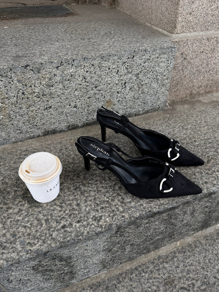 Vilda Faux Suede Slingback - Black